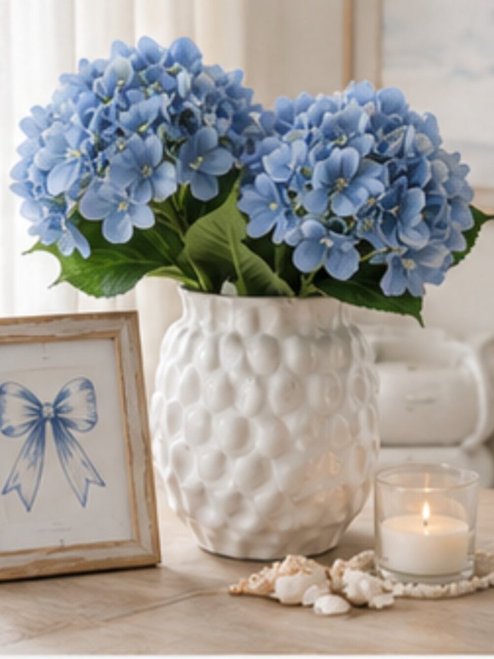 My Texas House Faux Blue Hydrangea Floral Stems, Set of 2 - Picture 4 of 5